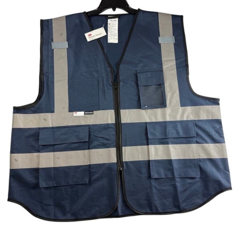 Salzmann 3M Blue Navy & Gray Safety Vest - Hi-Vis 4XL/5XL - Picture 1 of 5